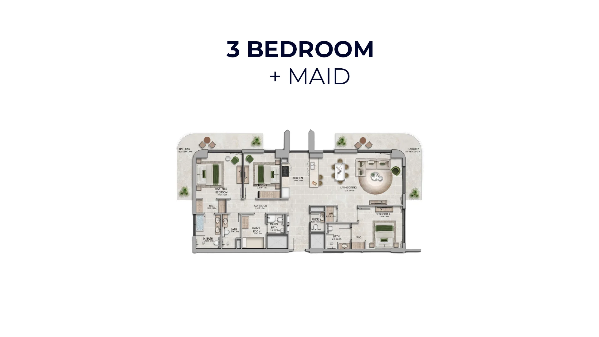 3 Bedroom + Maid
