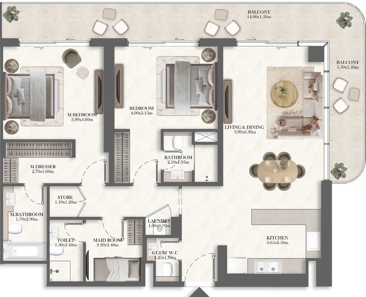 3 Bedroom Duplex Penthouse